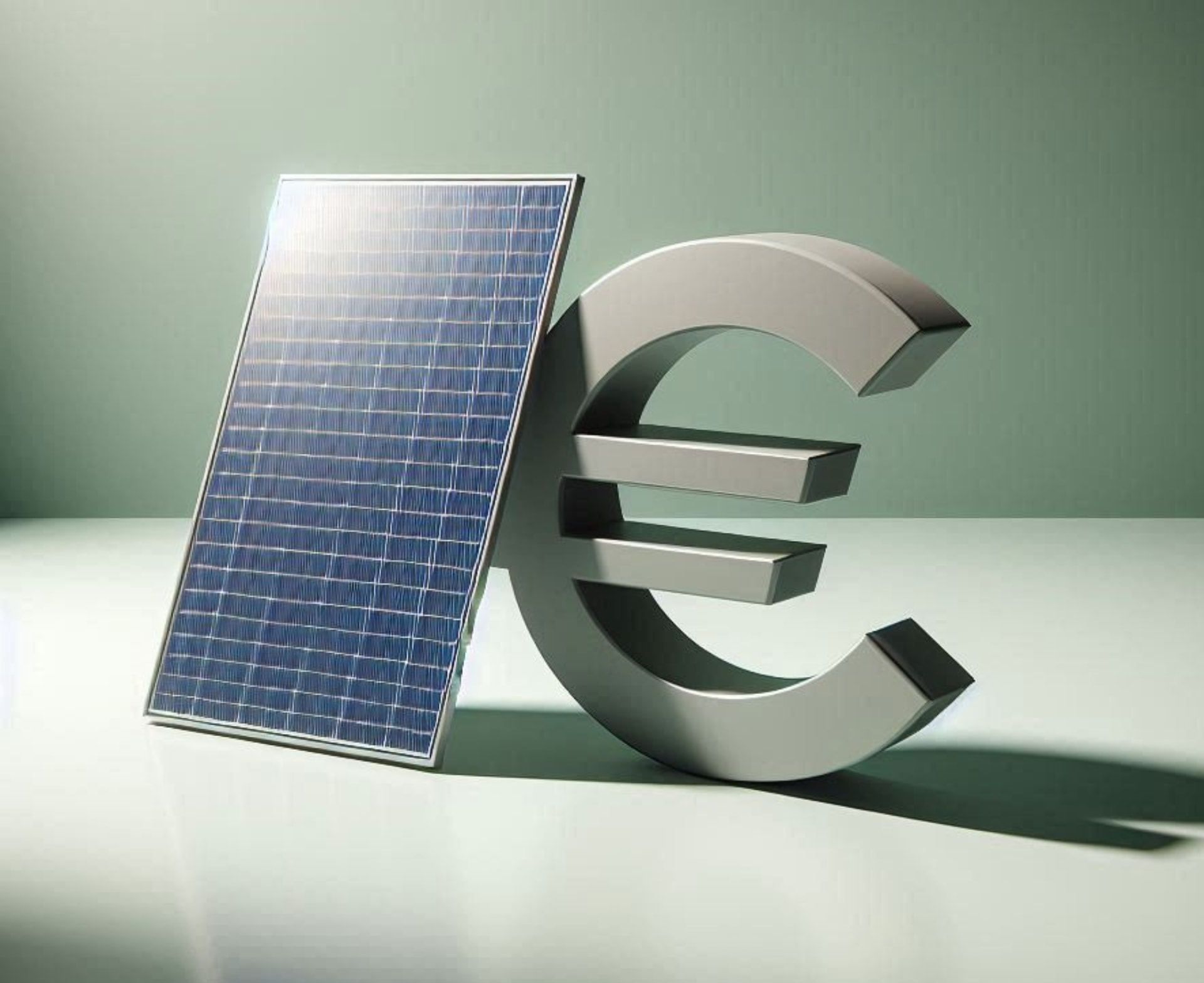 Un panneau solaire et un signe €